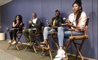 Amy Aniobi, Steve Harper, Amanda Idoko and Diarra Kilpatrick on the WGA Committee for Black Writers 