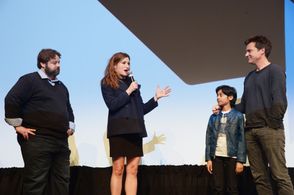 Jason Bateman, Kathryn Hahn, Andrew Dodge, and Rohan Chand at an event for Bad Words (2013)