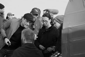 Ian Higgins on the set of the Shamrock Spitfire