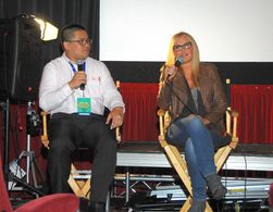 At the premiere of her film 