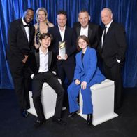 Dodger cast and crew a with the award for Children’s Programme at the 2023 RTS Awards