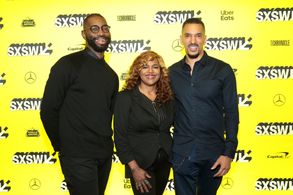 Denitria Harris-Lawrence, Tarell Alvin McCraney, and Michael Francis Williams at an event for David Makes Man (2019)