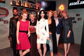 Janet McTeer, Jeph Loeb, Melissa Rosenberg, Manuel Billeter, Krysten Ritter, Rachael Taylor, and Eka Darville at an even