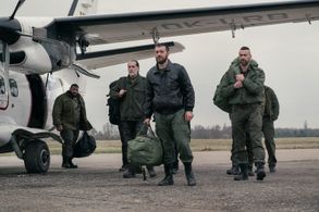 Daniel Bernhardt, George Lasha, Levan Saginashvili, and Tornike Gogrichiani in Extraction 2 (2023)