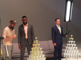 Director Tristan Holmes, Khotso KayNine and Traverse Le Goff on the set of the ABSA/Barclays Bank 