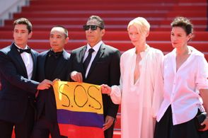Jeanne Balibar, Elkin Díaz, Tilda Swinton, Apichatpong Weerasethakul, and Juan Pablo Urrego at an event for Memoria (202
