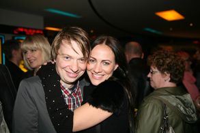 Baldvin Z the director of Jitters. Ingibjorg Reynisdottir the script writer, and actress in the film at the Jitters prem