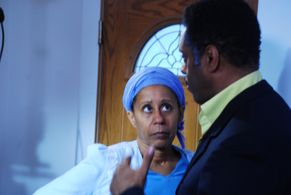 Vernee Watson and Lawrence-Hilton Jacobs on the Set of Nocturnal Agony