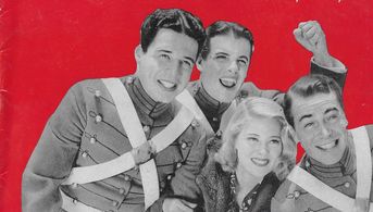 Mary Carlisle, Robert Cummings, Owen Davis Jr., and John Howard in Touchdown, Army (1938)