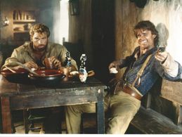 Bambino and Trinity- on location in Almeria Spain.