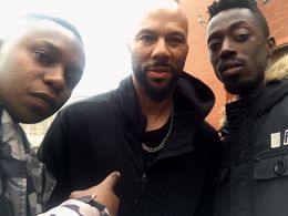 Charles Mnene (Midas),Common (Grens) & Edwin De La Renta (Smiley Phelps) on set of The Informer