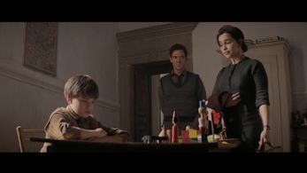 Marton Csokas, Emilia Clarke, and Edward Dring in Voice from the Stone (2017)