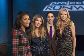 Heidi Klum, June Ambrose, Zac Posen, and Nina Garcia in Project Runway (2004)