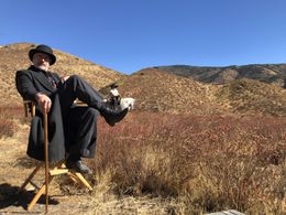 On the set of The Last Shoot Out. Peter Potts chillin in between takes