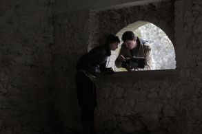 Pennabilli, Italy. On the set of documentary about Tonino Guerra