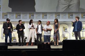 Kevin Feige, Jon Watts, Tony Revolori, Zendaya, Tom Holland, Laura Harrier, and Jacob Batalon at an event for Spider-Man