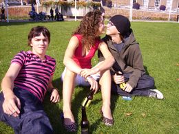 Nicholas Hoult, April Pearson, and Mike Bailey in Skins (2007)