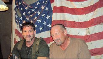 Christopher Bihrle with Ken Shamrock on the set of 