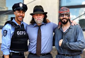 Roy T. Anderson, Bob Roseman and Zoli Dora on the set of Gotham