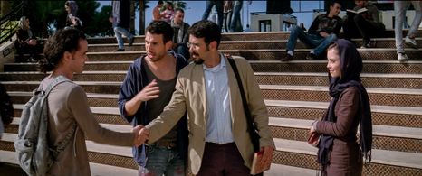 Reece Ritchie, Bamshad Abedi-Amin, Tom Cullen, and Marama Corlett in Desert Dancer (2014)