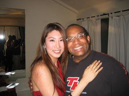 Writer/Producer/Director Christopher C. Odom and star Annie Lee, pose for a photo on the set of HOW TO MAKE IT IN HOLLYW