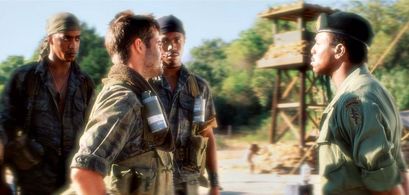 Carl Weathers, Stephen Caffrey, Stan Foster, and Miguel A. Núñez Jr. in Tour of Duty (1987)