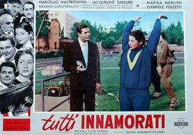Marcello Mastroianni, Memmo Carotenuto, Gabriele Ferzetti, Marisa Merlini, and Jacqueline Sassard in Everyone's in Love 