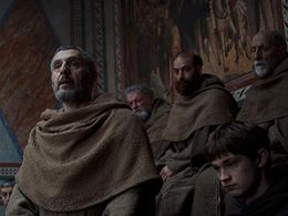 John Turturro and Damian Hardung in The Name of the Rose (2019)