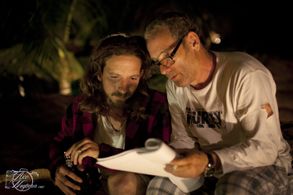 Jase Haber and Todd Bello behind the scenes of Blind Hell