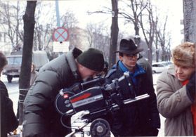 director Rafal Wieczynski on the set of 