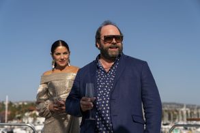 Angus Benfield and Marika Dominczyk in Inventing Anna: The Devil Wore Anna (2022)