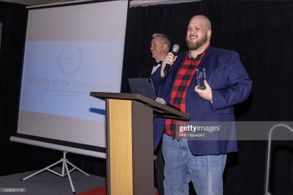 SEATTLE, WASHINGTON - OCTOBER 02: Samuel T. Weston accepts an award at the Seattle Film Festival Awards at the Courtyard