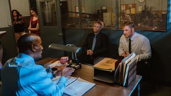 Reggie Gaskins, Beau Robinson, Matt Harrison on set of Gritty