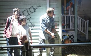 Jean-Claude Van Damme, Elijah Rodriguez, and Nicholas Sean Johnny in We Die Young (2019)