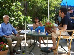 Michael Gross on set with Aaron Wolf