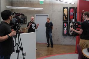 Jeremy Snead taking a tour of Tony Hawk Inc. w Tony Hawk