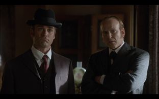 Michael Coady (right) as Herbert Greaves, with Yannick Bisson in Murdoch Mysteries - The Return of Sherlock Holmes