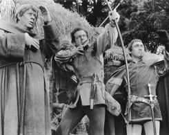 Richard Greene, Niall MacGinnis, and Richard Pasco in Sword of Sherwood Forest (1960)