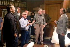 Leonardo DiCaprio, Jack Nicholson, Martin Scorsese, Michael Ballhaus, and Ray Winstone in The Departed (2006)