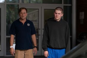 Norbert Leo Butz and Colton Ryan in The Girl from Plainville (2022)