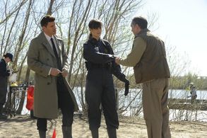 David Boreanaz, Emily Deschanel, and Scott Lowell in Bones (2005)