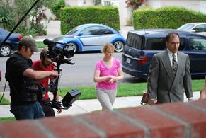 Paula-Anne Sherron and Sean Spence filming the web series 