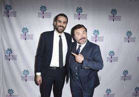 Jack Black and Michael Lerman at an event for The Polka King (2017)
