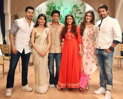 Kajol, Shah Rukh Khan, Shabbir Ahluwalia, Varun Dhawan, Sriti Jha, and Kriti Sanon in Kumkum Bhagya (2014)