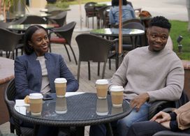 Still of Ashlei Sharpe Chestnut and Caleb Castille in NCIS: Los Angeles (2023)