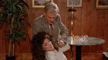 Malcolm McDowell and Madolyn Smith Osborne in The Caller (1987)