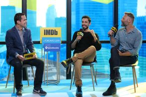 Dave Karger, Riz Ahmed, and Darius Marder at an event for Sound of Metal (2019)