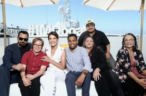 Tantoo Cardinal, Camryn Manheim, Adrian Martinez, Michael Ealy, Cobie Smulders, Jake Johnson, and Cole Sibus at an event