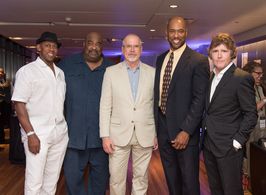 (L to R) YEAR OF THE SCAB film subjects and football players, Anthony Allen and David Windham, AFI DOCS director Michael