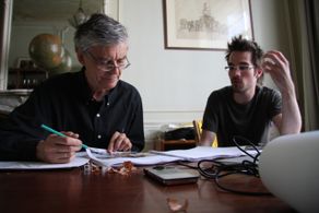 François Schuiten and Martin Villeneuve preparing MARS & AVRIL in 2008